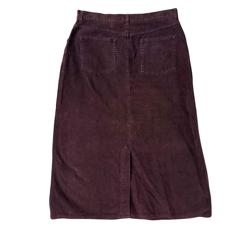 VTG Eddie Bauer Corduroy Maxi Skirt Deep Plum Casual A Line Women's Size 12 - Picture 3 of 6